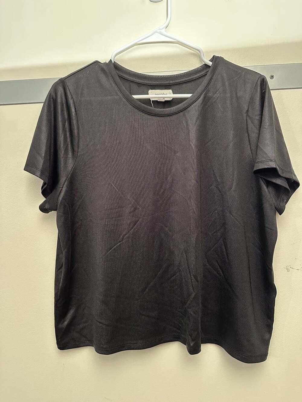 Porridge Clothing Ribbed T-Shirt Size L Black Short Sleeve